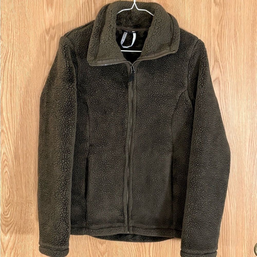 Ideology Olive Green Plush Sherpa Fleece Full Zip Jacket